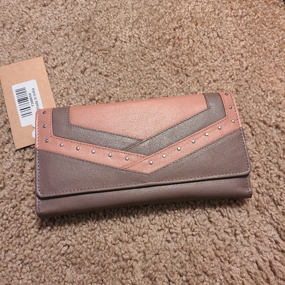 Union Code Trendy Dark Magenta & Mauve Studded Wallet